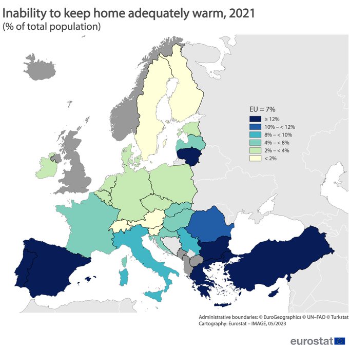 Innbyggere uten varm nok bolig 2021 (EU-land)